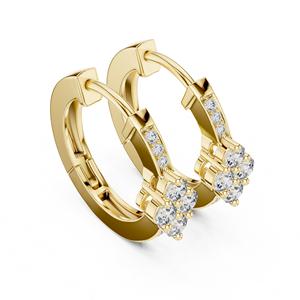 Pendientes de Aro Modernos para Mujer, Oro Rosa de 14K, Diamante Cultivado en Laboratorio, Corte Brillante Redondo |   Marca VDS Certificada por IGI - Product Image 3