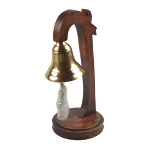 <b>Brass</b> <b>Bell</b> Desk Decor Wooden and <b>Brass</b> <b>Bell</b> Hotel Reception and Kitchen Design <b>Bell</b> Polished Finishing - Product Image 1