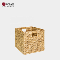 CAVIANA Panier de rangement pliable en fibre végétale de jacinthe d'eau, écologique, de haute qualité, design cube carré, marron/marron clair, pour la maison
