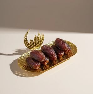 Bandeja Redonda Metálica Decorativa con Soporte de Palmera Dorada, Vajilla para Servir Chocolate, Postres y Frutas en Bodas y Fiestas - Product Image 2
