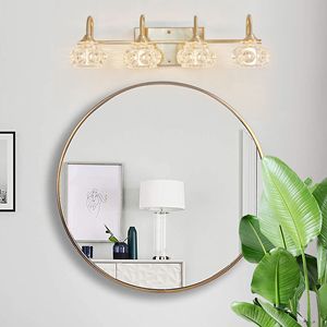 Lampada da Bagno Moderna in Cristallo da 23 Pollici, Elegante Illuminazione a Parete con 4 Applique Dorate e Paralumi in Vetro Trasparente - Product Image 2
