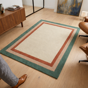 Tapis en laine tufté à la main de qualité supérieure, minimaliste, résistant aux taches, lavable, moderne, beige, vert, terre cuite, pour salon, chambre à coucher - Product Image 4