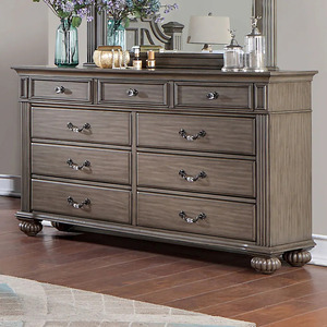 Armario de tocador de caoba maciza gris Syracuse con diseño moderno minimalista y cajones con sistema de encaje en cola de milano, muebles de dormitorio - Product Image 5