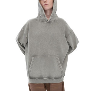 บริการ OEM แบบกำหนดเอง เสื้อฮู้ดดี้ผู้หญิงสไตล์ล่าสุด ล้างสีแบบแอซิด สำหรับฤดูหนาว ปักโลโก้ตามสั่ง ป้องกันการเลื่อนตำแหน่งลายปัก - Product Image 2