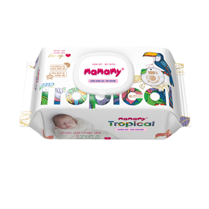 MAMAMY TROPICAL Lingettes Humides Nettoyantes en Fibres Non-Tissées Naturelles Sûres Coco Phosphatidy 200x150mm 80 Pièces Protection Anti-Érythème Fessier Bébé - Product Image 1