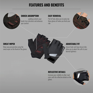 Gants de cyclisme demi-doigts de haute qualité, respirants et rembourrés, pour le VTT et le cyclisme sur route - Fournisseur et fabricant - Product Image 6