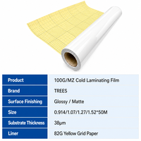 Film de lamination à froid mat en rouleau avec doublure jaune, anti-reflet, imperméable, protection d'impression pour affiches et bannières (vente en gros)