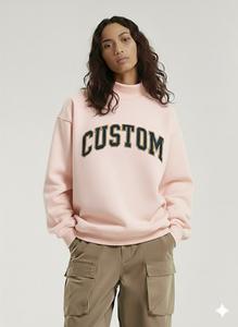 Sweat-shirt long surdimensionné pour femme, col montant, personnalisé, brodé, en polaire d'hiver, de haute qualité, épais et respirant - Product Image 2