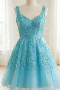 Vestido Mini Blanco Bordado a Mano Directo de Fábrica, Vestido Formal de Tul sin Mangas, Proveedor Mayorista - Product Image 3