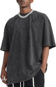 T-shirt Homme en Coton Épais Délavé Coupe Décontractée Style Urbain Col Rond Doux et Résistant pour Usage Quotidien - Product Image 3