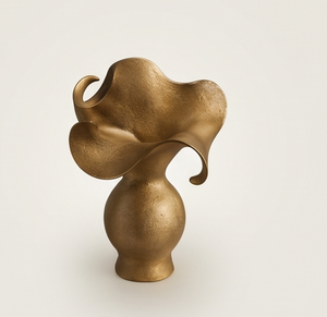 Jarrón Dorado Metálico Contemporáneo, Diseño Esculpido Único con Volantes, Maceta Alta para Decoración de Interiores de Sala de Estar, Suministro al por Mayor - Product Image 3