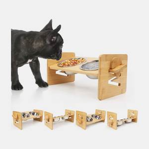 Ergonomic Eco Bamboo Pet Stand S M L Tilted <b>Raised</b> <b>Dog</b> Cat <b>Bowl</b> 304 Stainless Steel Ceramic Feeder Vietnam - Product Image 3