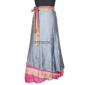 Nueva Falda Larga Reversible de Seda Estilo Rajasthani para Mujer, Ideal para la Playa, Diseño Elegante, Tipo Sari - Product Image 6