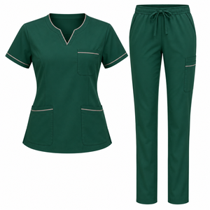 Tenues médicales, uniformes d'infirmières, vêtements personnalisés en polyester et coton à manches courtes, ensembles de blouses chirurgicales pour femmes, hôpital - Product Image 3