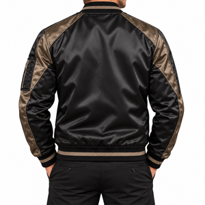 Veste bomber pour homme Thorfinn Industry, couleur contrastée, patchwork, fermeture éclair, coupe-vent décontractée, manteau d'automne - Product Image 3