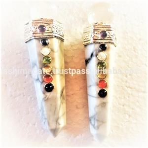 Howlite Chakra boule de cristal sculpté pierre naturelle baguettes de Massage Reiki roches minéraux Jade pierre précieuse fabriquée pour spirituel - Product Image 1