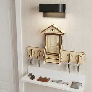 Wooden House Key Holder Wall Mounted Key Hanger with Hooks for Home Entryway Hallway Living Room Office - Product Image 3