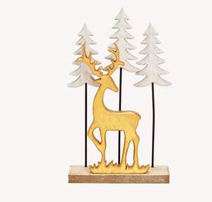 Ornement de table de Noël en bois et métal avec thème festif saisonnier pour la décoration intérieure - Product Image 1