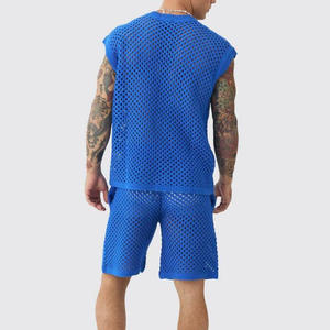 OEM 2026 รุ่นใหม่ล่าสุด เสื้อชายหาดฤดูร้อนแบบสั่งทำพิเศษ แขนกุด ถักลายฉลุ คอวี ไซส์ใหญ่ ผ้าฝ้ายตาข่าย - Product Image 2