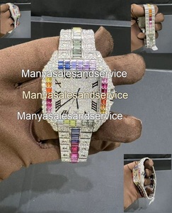 Reloj Cronógrafo Iced VVS de Oro Blanco Bicolor con Diamantes de Moissanita de Colores, Caja Cuadrada, Esfera de Acero Inoxidable, Cristal, Resistente al Agua 10 Bar - Product Image 2