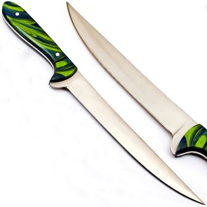 มีดสแตนเลสด้ามจับทำจากเรซินใบมีดคงที่สำหรับเชฟปลอกหนังแท้สำหรับใช้ในครัว - Product Image 2