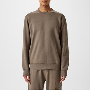 Sweat-shirt à col rond pour homme, couleur unie, manches longues avec poche latérale, vêtement d'automne, 100% coton, polaire respirant - Product Image 4