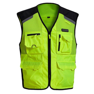 เสื้อกั๊กสะท้อนแสงแบบ Hi-Vis หลายกระเป๋า เสื้อผ้าตาข่ายสำหรับทำงาน ความปลอดภัยสูง เสื้อกั๊กสำหรับงานก่อสร้างและจราจร รับผลิตตามแบบ (OEM) ขายส่ง - Product Image 1