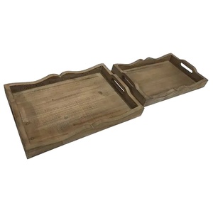 Luxury Modern Scalloped Edge <b>Wooden</b> Tray Set of - Product Image 1