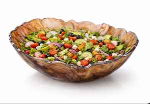 Frutero de resina hecho a mano con efecto piedra en tonos marrones y bordes ondulados, plato multiusos único. - Product Image 3