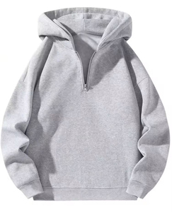 เสื้อฮู้ดซิปครึ่งตัวผู้ชาย FLEETA IMPEX สีเทา ผ้าฟลีซ เสื้อสวมหัวลำลอง แขนยาว เสื้อฮู้ดผู้ชาย - Product Image 6