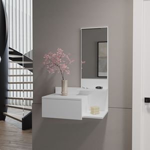 Mobiletto Sospeso Bianco Lowell, Elegante Arredamento per Soggiorno - Product Image 1