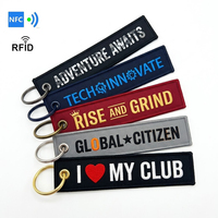 Gantungan Kunci Kain NFC RFID Pintar Kustom Logo Bordir Tag Penerbangan Pertahanan Diri untuk Kartu Nama Digital