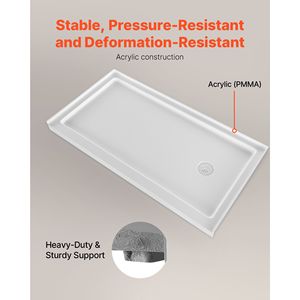 Piatto Doccia Rettangolare in Acrilico PVC Bianco 60"L X 30"W con Superficie Antiscivolo per Uso Interno - Product Image 4