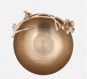 Bol décoratif en métal fait main avec poignée en forme de fleur, pièce maîtresse unique pour table à manger, accent moderne pour la maison et le salon - Product Image 3