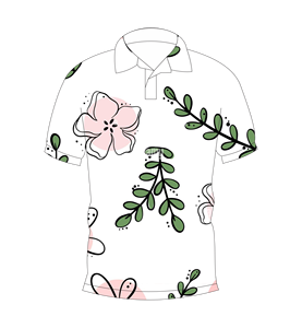 Mens <b>White</b> Pink Floral Leaf Print Polo Shirt Short Sleeve Casual Summer Golf <b>Tee</b> - Product Image 1