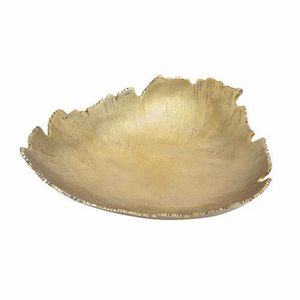 Assiette décorative en métal en forme de feuille avec incrustation dorée, design minimaliste fait main, motif végétal, finition polie, idéale pour les cadeaux de fête - Product Image 2
