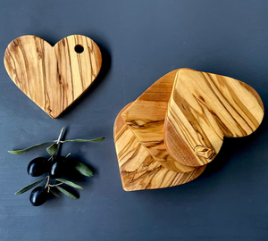 Olive <b>Wood</b> <b>Heart</b> Coaster Set, Rustic Drink Coasters By B H Brothers - Product Image 5