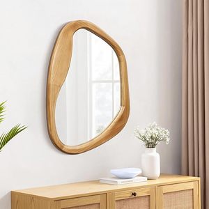 Modern Organic Wall <b>Mirror</b> Solid Wood Framed <b>Irregular</b> Decorative Vanity <b>Mirror</b> for Bedroom Living Room - Product Image 1