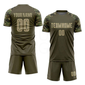 Custom Soccer Uniform Men's Camouflage Short Sleeve Jersey Set Moisture Wicking Polyester Teamwear Kit Adult All Seasons - Product Image 2