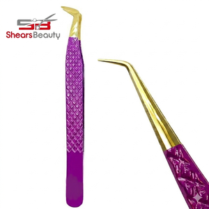 Custom <b>Silver</b> Professional Eyelash Applicator Tweezers Stainless Steel Anti-Static Precision Pointed High Quality Smooth Toothed - Product Image 5