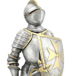 VERONESE DESIGN-전투 도끼와 몰타 십자가가있는 중세 갑옷-컬러 페인트 마무리-OEM 사용 가능