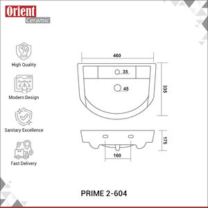 Lavabo de Pared Blanco de Cerámica Ecológica de Alta Calidad y Más Vendido para Baño - Product Image 3