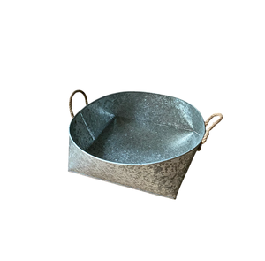 Jardinière Circulaire en Fer Galvanisé Écologique avec Poignée en Corde pour la Décoration de la Maison, du Balcon et du Jardin (Taille et Forme Personnalisables) - Product Image 3
