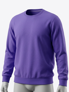 Sweat-shirt à col rond pour homme, couleur unie, coupe classique, tricoté, style décontracté, violet - Product Image 1