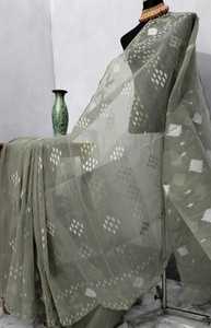 Nuevo exclusivo Deshi Dhakai Jamdani Sharee de alta calidad para mujeres JAMDANI FABRIC Blue RED GREEN Golden Sky Blue de Bangladesh - Product Image 5