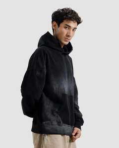 Hoodie surdimensionné personnalisé effet délavé 400 GSM en coton épais, coupe vintage délavée, épaules tombantes, style streetwear, faible MOQ - Product Image 2