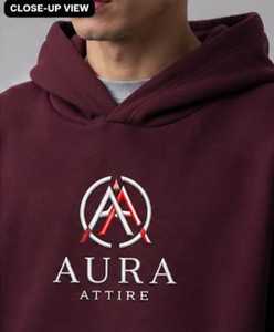 Sweat-shirt à capuche pour homme AURA ATTIRE, couleur bordeaux, coupe classique, en coton French Terry, décontracté, pour l'automne, avec logo imprimé sur le devant - Product Image 6