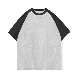Camiseta de Manga Corta Raglán Gris y Negra de Algodón Personalizada de Alta Calidad para Hombre, Camiseta de Béisbol de Dos Tonos - Product Image 5