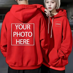 Customizable Men's 100% Cotton Oversized Hoodie Personalized Photo/Text Front Back Design All-Season Pullover Sweatshirt - Product Image 1