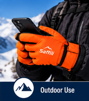 Gants de ski d'hiver Saffili, orange, imperméables, coupe-vent, isolés thermiquement, avec sangle de poignet réglable, unisexe